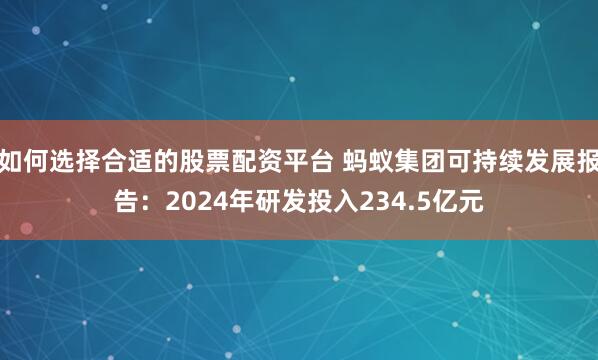 如何选择合适的股票配资平台 蚂蚁集团可持续发展报告：2024年研发投入234.5亿元